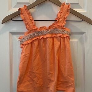 Janie and Jack 6 Papaya ruffle trim top
